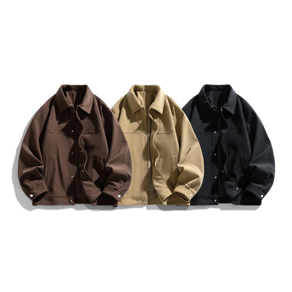 Retro Men's Lapel Jacket: Trendy, Loose-Fit, Plus Size Outerwear for Spring & Autumn