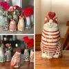 5pcs Whimsical Polka Dot Cat Vase Set Resin Flower Pot with Colorful Striped Cats Adorable Mini Decorative Figurine Home Decor