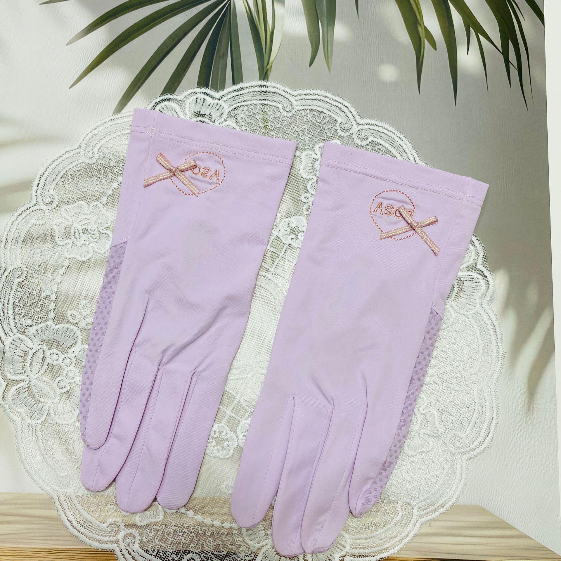 Women s Summer Ice Silk UV Protection Touchscreen Gloves for Outdoor Activities фиолетовый