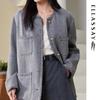 ELLASSAY 2025 Autumn French Style Lamb Wool Tweed Round Neck Coat