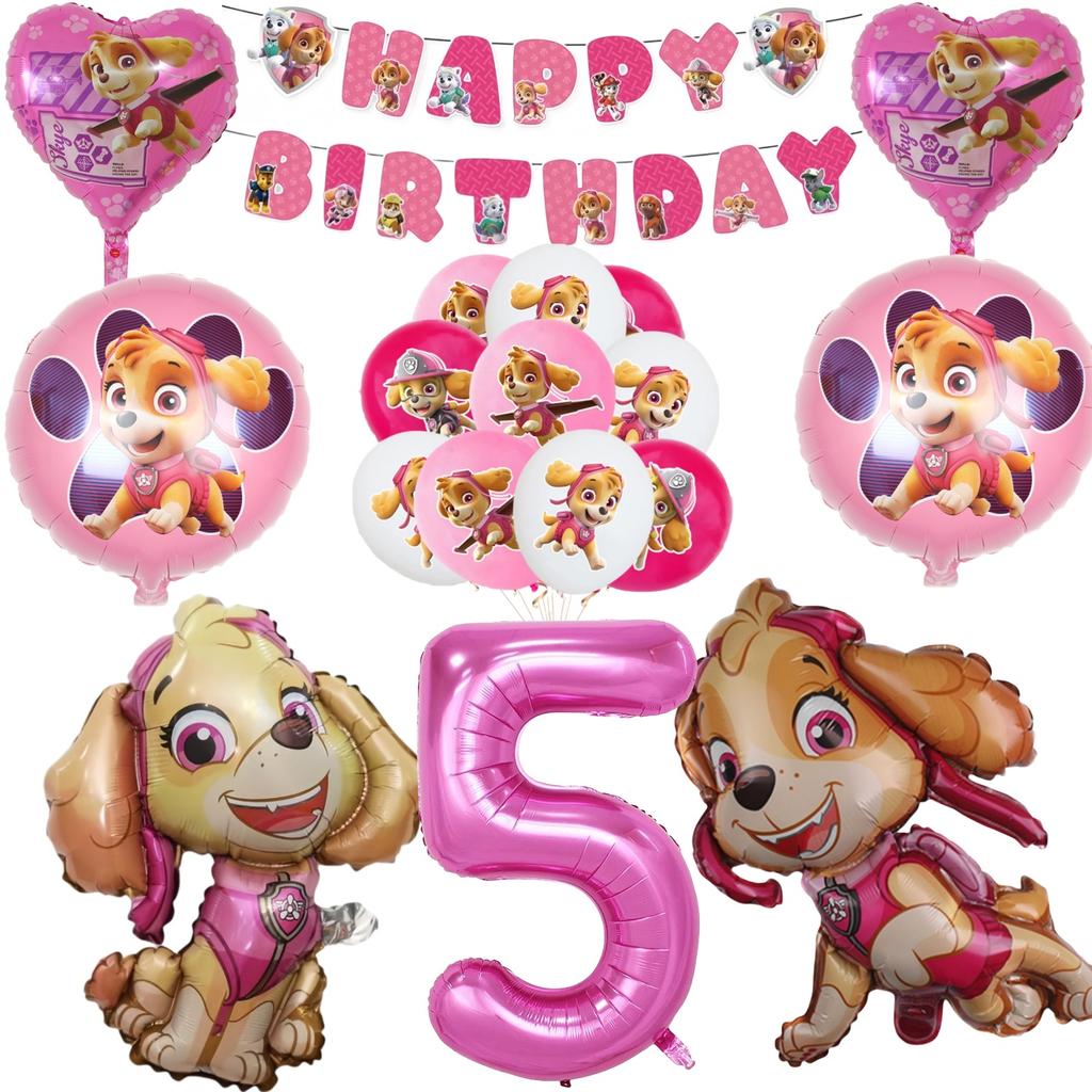 Roze Paw Patrol Verjaardagsfeest Decoratie Skye Wegwerp Servies Tafelkleed Bord Folie Ballonnen Babyborrel Meisjes Feestartikelen
