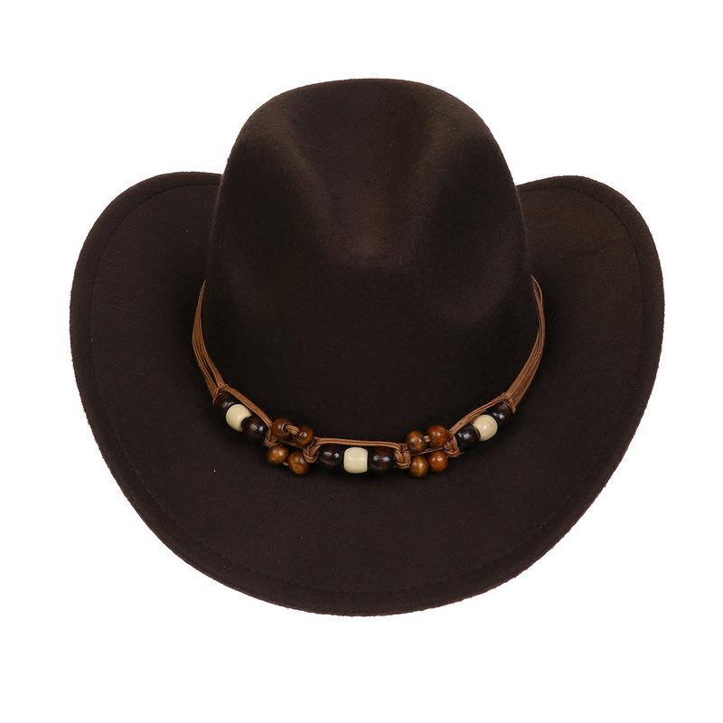 Western Cowboy Top Hat Spring And Autumn New Jazz Hat Big Brim Pentagram Belt Accessories Felt Hat Men And Women