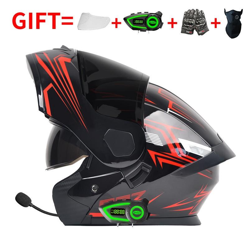 DOT Certified Full Face Motorcycle Helmet With Flip-Up Visor Dual Lens Bluetooth Compatible All Season Unisex