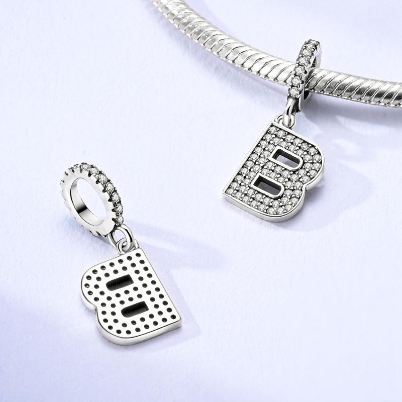 New 26 A-Z Diy Letter Charms Beads Pendant Copper Fit Original Bracelets Bead Making Anniversary Women Jewelry Gift