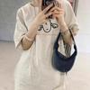 Grey half-sleeved cotton short-sleeved T-shirt women's summer new loose niche design t-shirt women's top ins