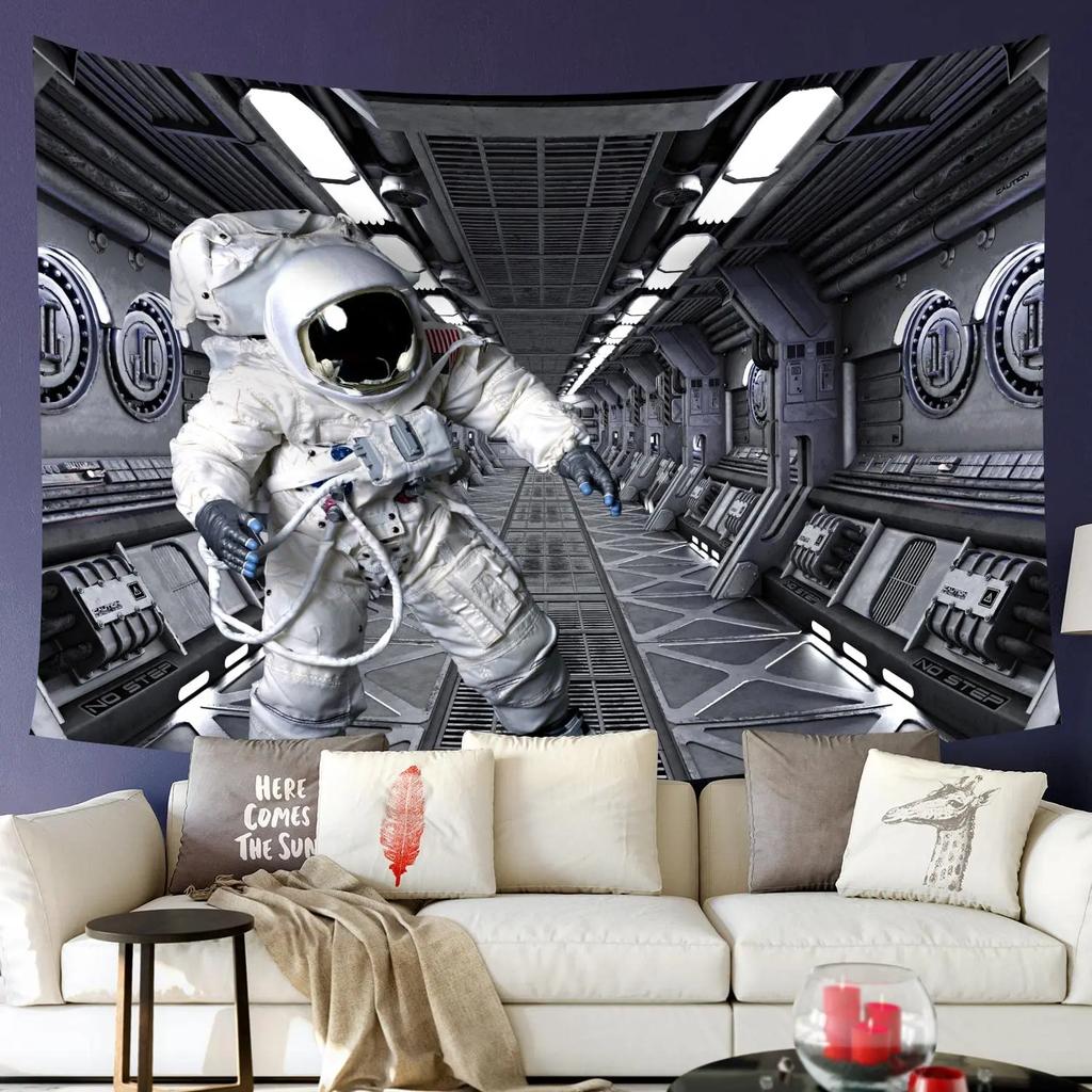 Futuristic Tapestry SciFi Corridor Space Ship Tapestry Space Station Tapestry Wall Hanging for Bedroom Living Room Dorm Decor