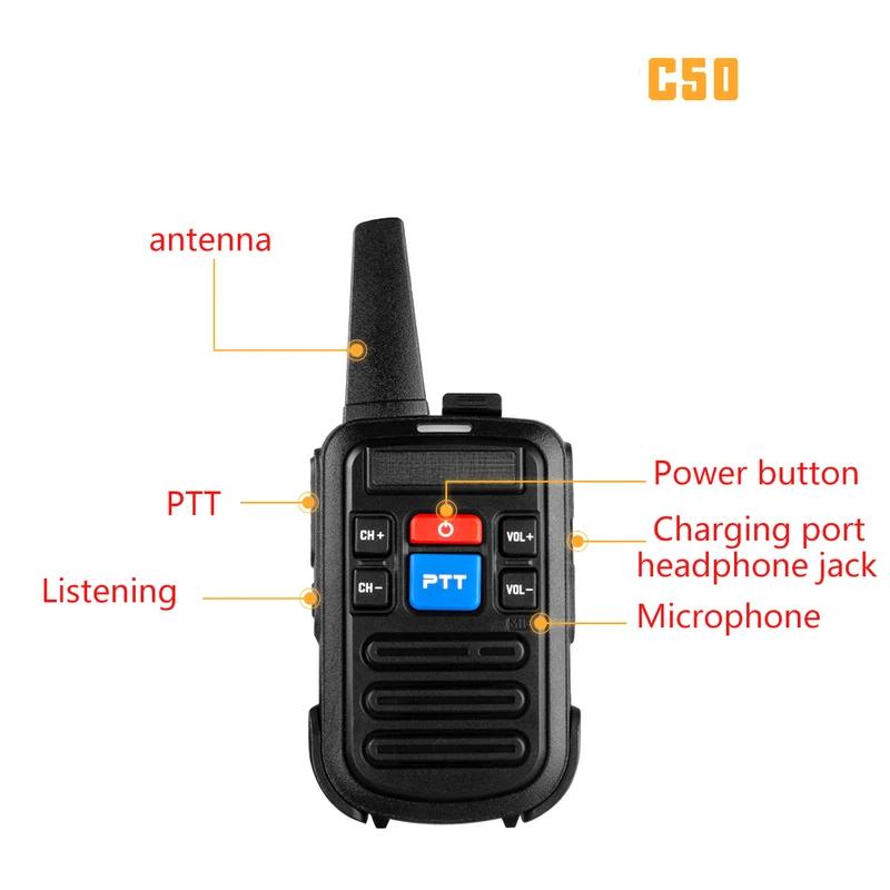 BF-C50 Mini-Funkgerät, UHF Dual-PTT 5W/Typ-C-Ladegerät, Kinderfunkgerät, Hochfrequenz-Transceiver 1500, 2 Sets