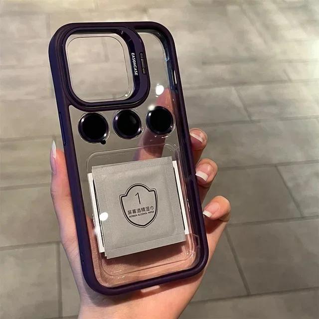 

Металлическое кольцо для защиты объектива, чехол-подставка для телефона для iPhone 15 14 13 12 11 Pro Max Plus, стеклянная защита объектива камеры, прозрачная крышка For Iphone 11 ProMax