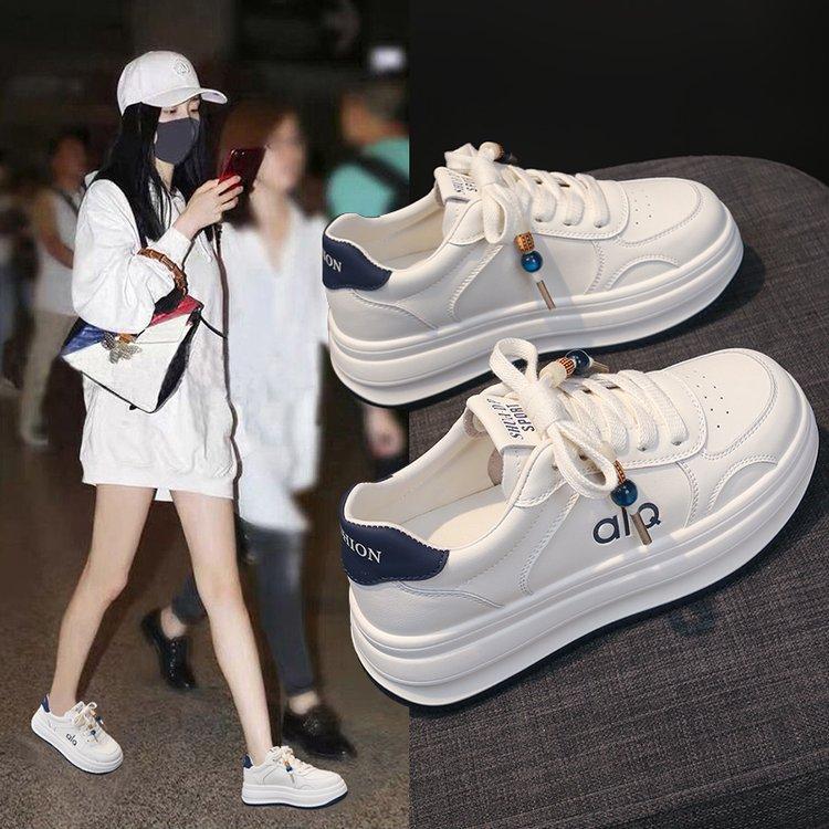 thick-soled little white shoes women's 2025 new muffin spring and autumn women's shoes soft-soled students breathable height-increasing sports