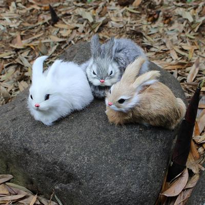 15cm Mini Realistic Fashion Simulation Rabbit Party Home Plush Toy Animal Decoration Bunny Model Gift