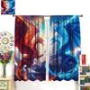 Cortinas Dragão de Gelo e Fogo, Cortinas Frescas 3D Mistério Fantasia Céu Chama Vermelho e Azul Dragão Voador, Isolamento Térmico Ro