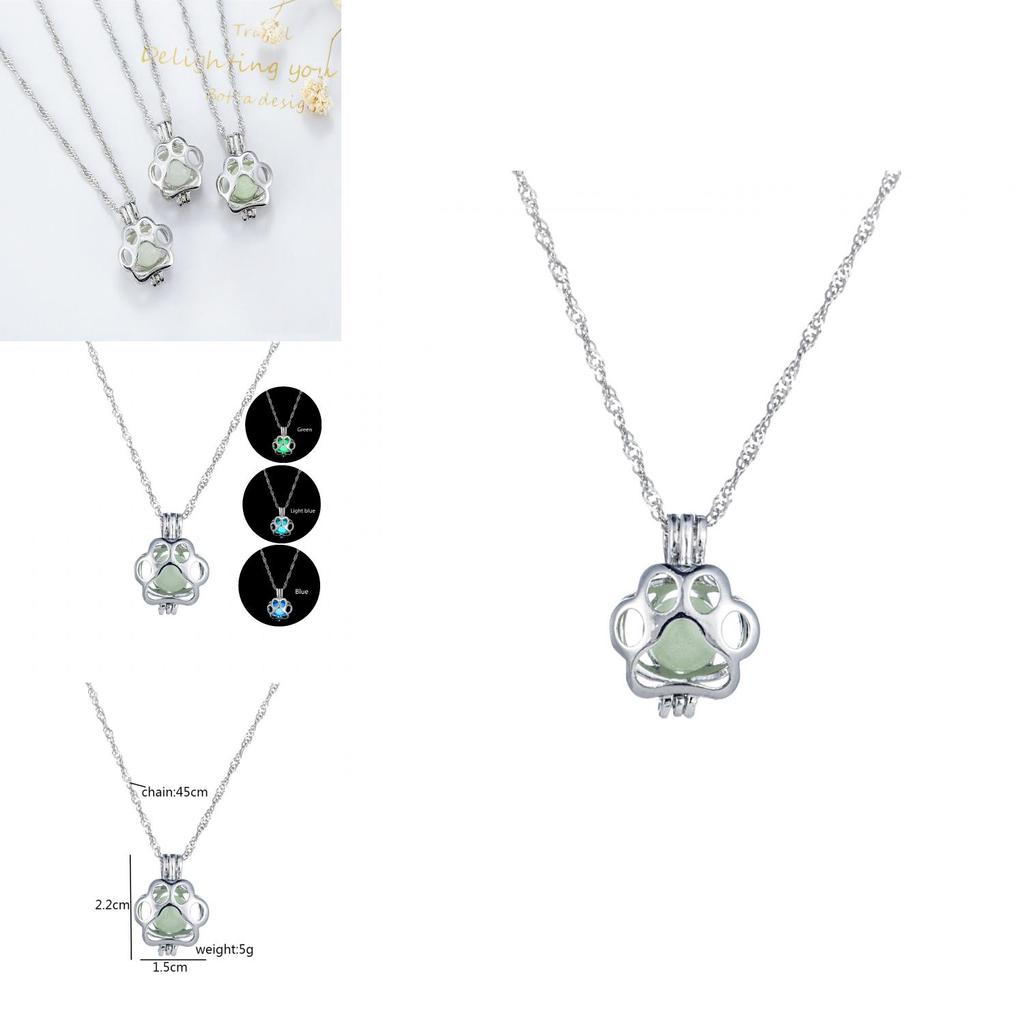 Modny, świecący naszyjnik z łapką psa z wielowarstwowym wisiorkiem ze stopu, na prezent