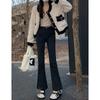 High-waisted and slightly pulled jeans for women's autumn and winter 2025 new retro and thin high-street style versatile horn jeans