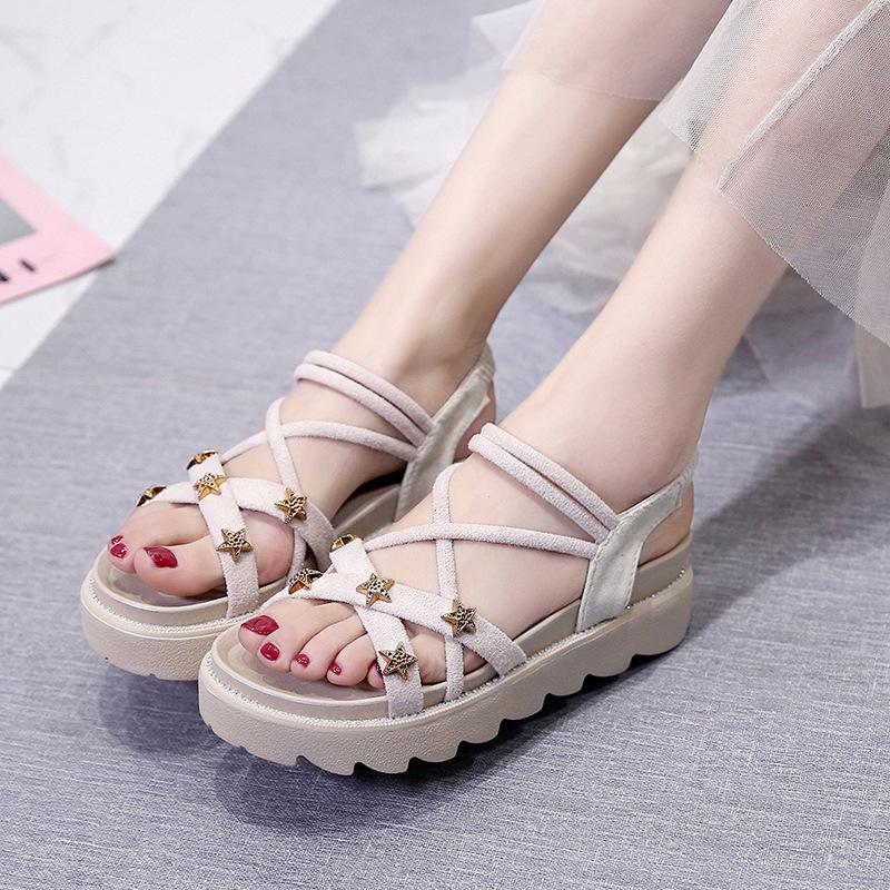 Sandalias mujer hadas estilo verano moda estrella ante elástico banda  gruesa inferior cuñas beach sandalias de playa comprar a buen precio —  entrega gratuita, reseñas reales con fotos — Joom