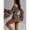 One Shoulder Leopard Print Shorts Set off-Shoulder Leopard Print Print Shorts Suit