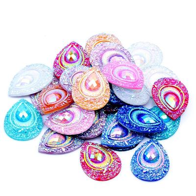 25 pièces 18mm*25mm Résine AB Noir Goutte Plat dos Strass