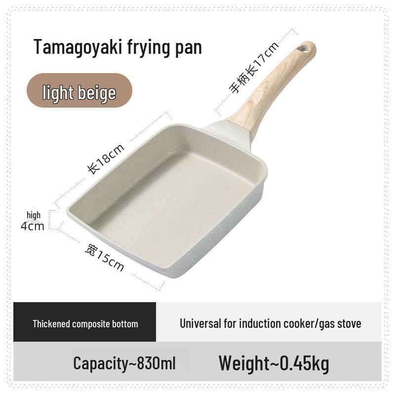 

Японская сковорода для тамагояки с антипригарным покрытием, сковорода для яичного рулета из майфаньского камня, мини-плоская сковорода для завтрака