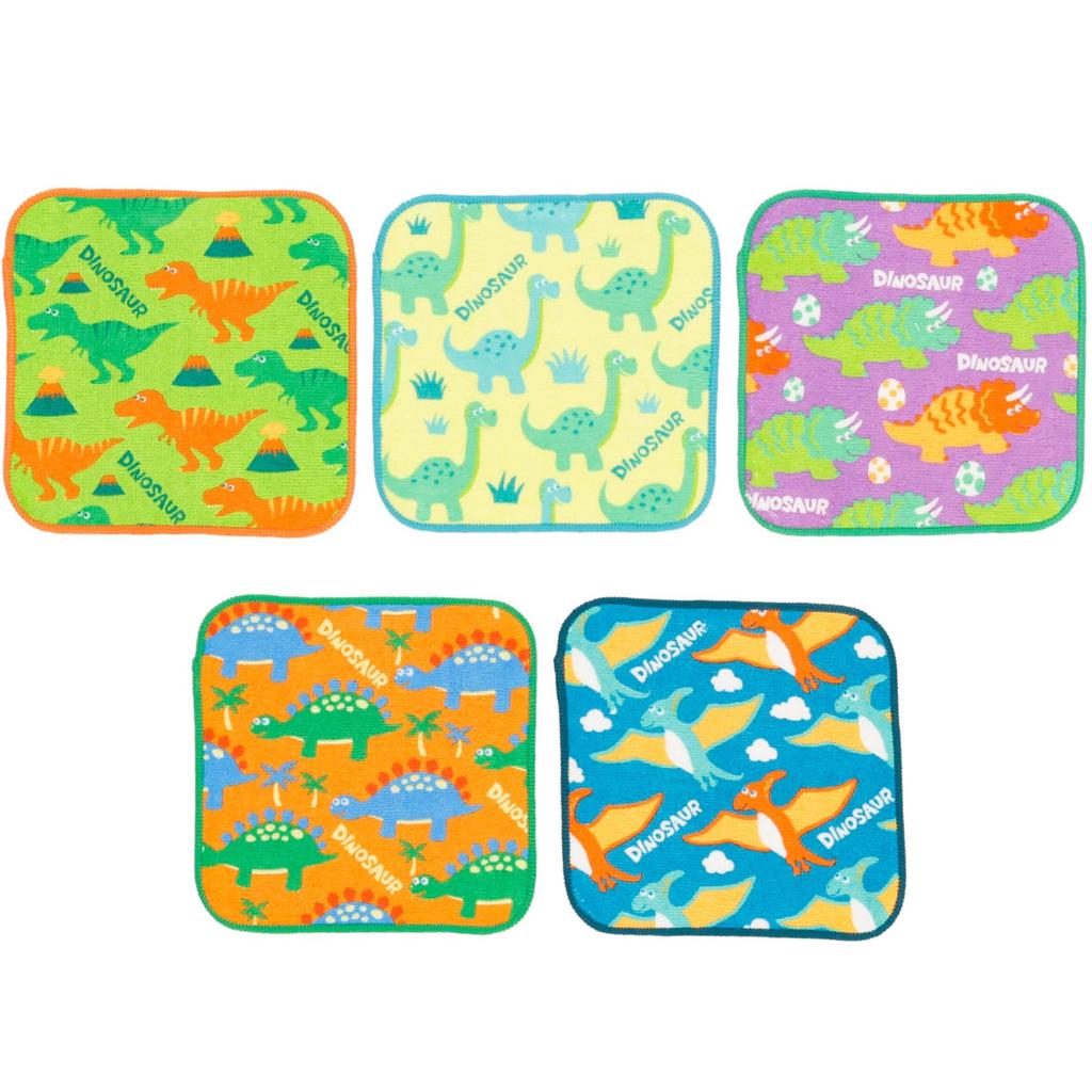 Marushin Mini Piccolino Perfect for and Elementary for 0165008600 Towels, 5-Piece Set, "Wanpaku Dinosaur" Design, Preschool, Kindergarten, School,