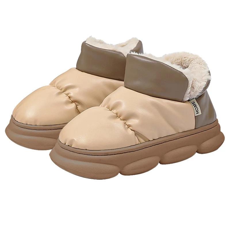 Módní Comwarm Kožešinové Sněhule Pro Ženy Módní Silná Platforma Zimní Boty Plyšová Bavlněná Obuv Vnitřní Venkovní Vodotěsné Teplé Domácí Boty