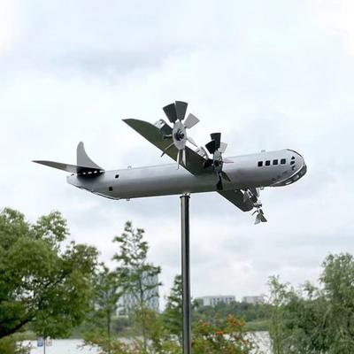 Molinillo de viento submarino estilo submarino con aspas giratorias, escultura cinética de viento de metal para exteriores, ideal para la decoración de patios, porches y jardines.