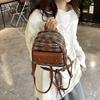 Korean Version of Fashion Portable Small Bag Women 2025 New Canvas Plaid Backpack Retro Premium Casual Backpack