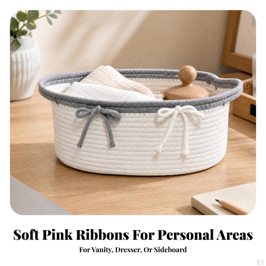 Rope Storage Basket Versatile Coiled with Reinforced Rim Sturdy for Bedroom Shelves,