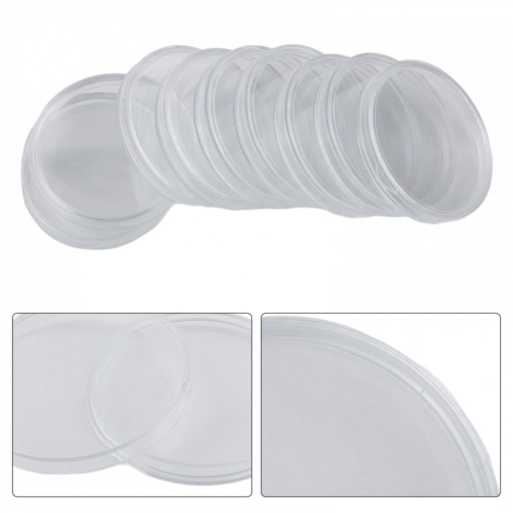 Round Coin Capsules Plastic Holder Container Case Transparent Protection
