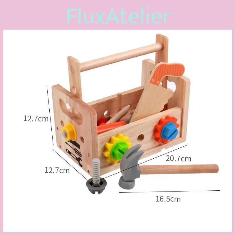 Wooden Toy Repair Tool Kit For Kids With Screwdriver And Nuts Educational Playset