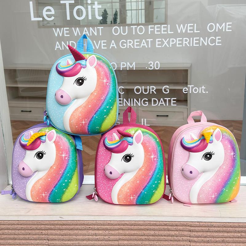 Cartoon Unicorn Eva Kids School Backpack With Glitter Hard Shell For Preschoolers