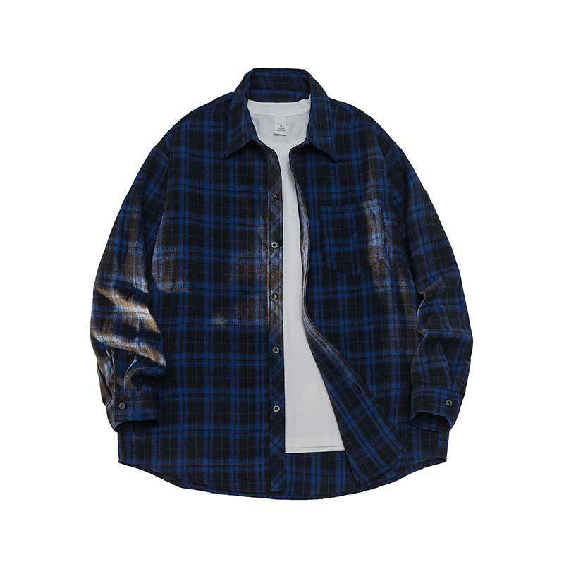 

Мужская модная клетчатая рубашка с длинным рукавом, свободное пальто, мужская и женская рубашка, универсальная меховая рубашка 3XL