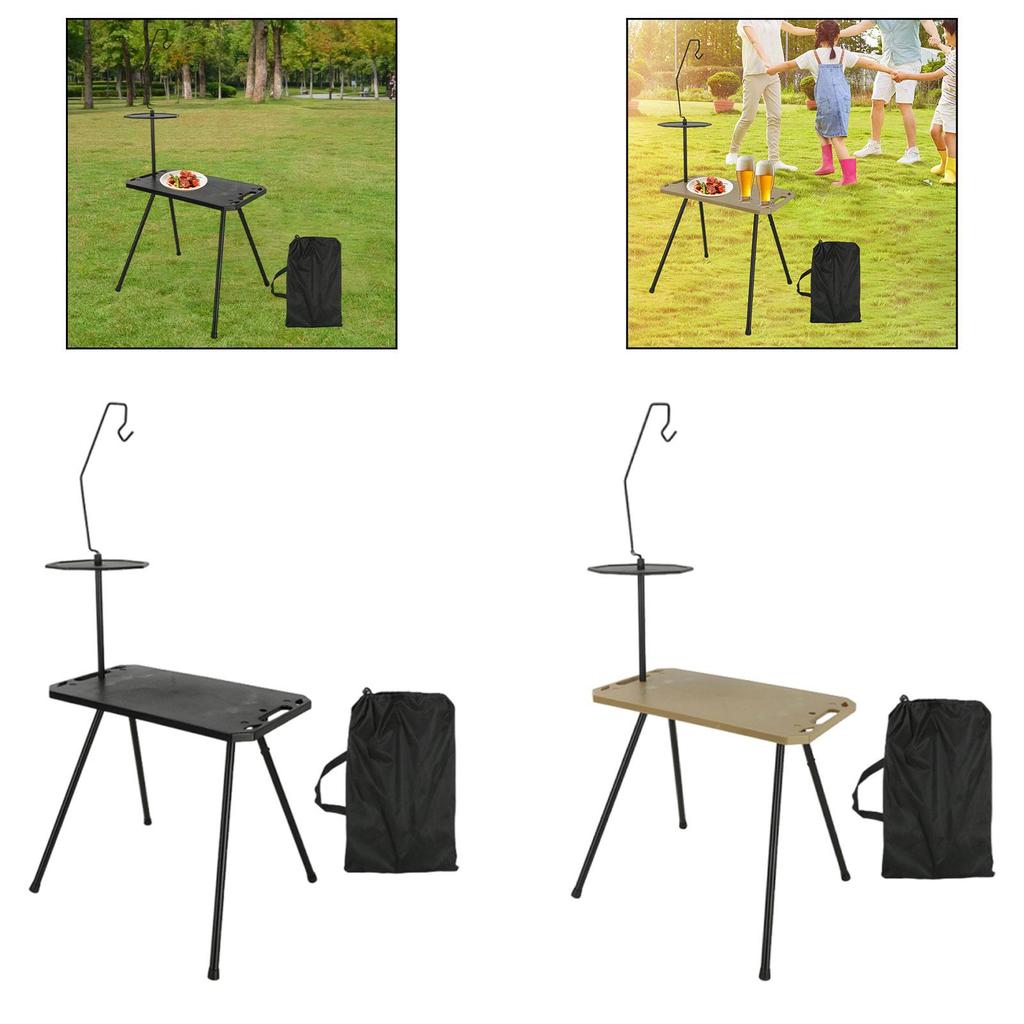 Outdoor Camping Foldable Table Detachable Legs Rectangular Desk Multipurpose with Storage Bag PP Desktop with Lantern Holder