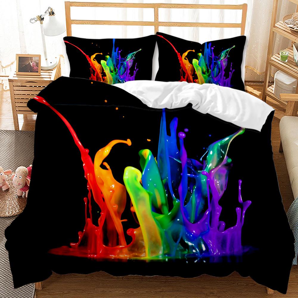 Abstract Duvet Cover Set Watercolour Painting Colourful Comforter Cover King Queen Size for Boys Girl Teen Polyester Bedding Set