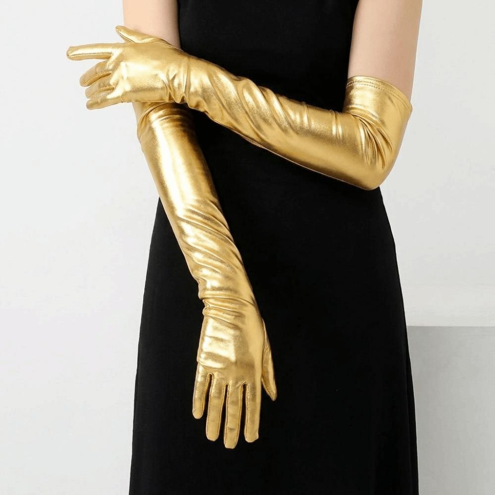 Skinny Patent Leather Gloves Hip Hop Etiquette Mittens Cute Long Gloves  Photography Props