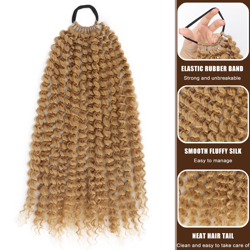 Küçük Kıvırcık Uzun At Kuyruğu Saç Uzantıları Lastik Bant Stili Sentetik Isıya Dayanıklı Elyaf At Kuyruğu Saç Uzantıları Siyah Kırmızı Kahverengi Kadın Peruk