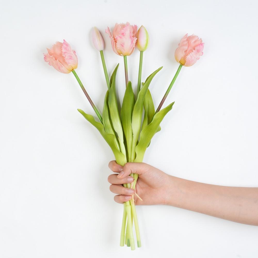 5pcs Real Touch Simulation Tulip Bouquet Luxury Fake Flowers  Ride Bouquet