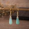 1pair Natural Stone Earring Amethyst Tiger Eye Charms Long Water Drop Dangle Earrings Jewelry for Women
