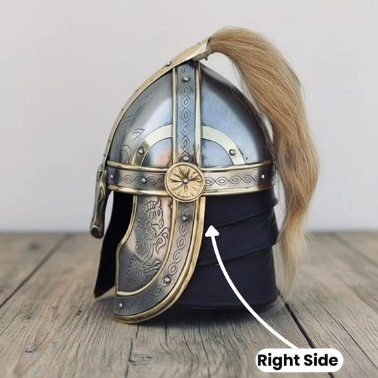 Eomer Başbuğ Kask LOTR Yüzüklerin Efendisi Kask Süvari, Rohan Kaskı LARP, Şövalye Kaskı Çelik Fantezi Cosplay Zırh
