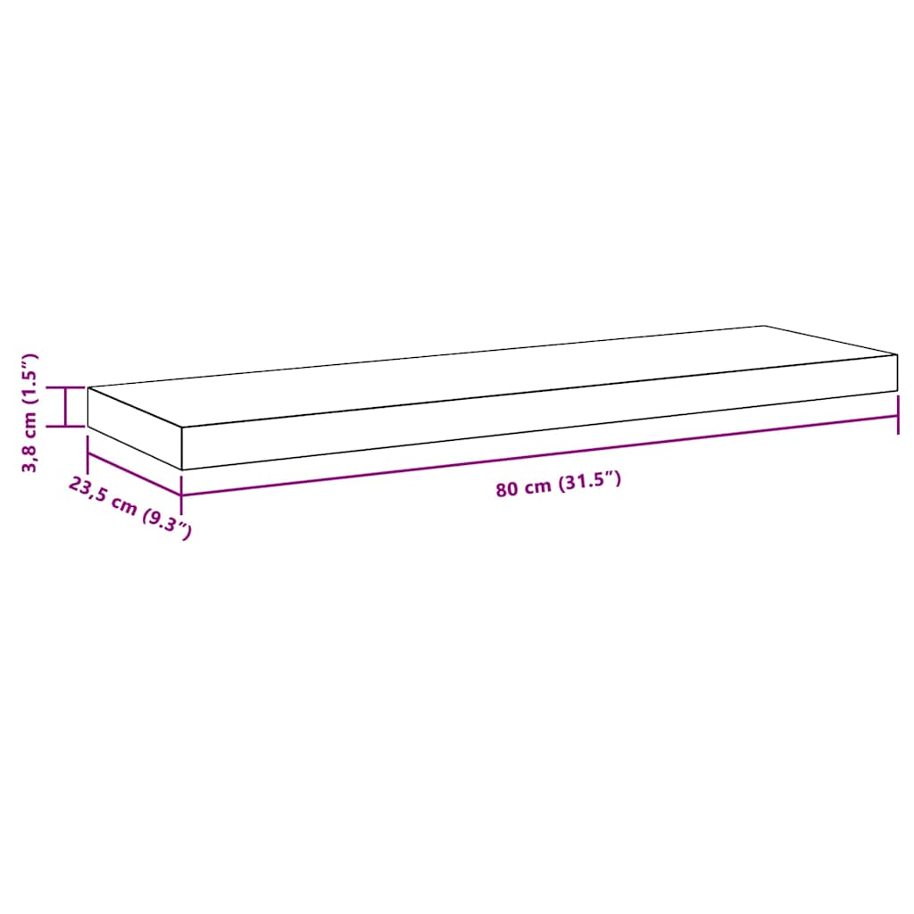 Floating Shelves Set 4 Pcs White 80 X 23.5 X 3.8 Cm MDF