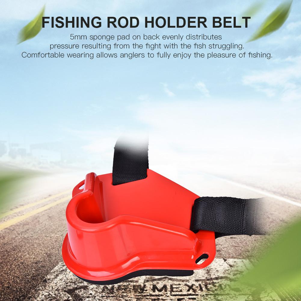 Boat Rock Fishing Rod Pole Holder Adjustable Waist Fighting Belt Tackle Accessories (Red)