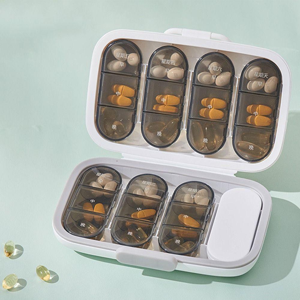 Large Capacity Pill Case 21/22 Grids Medicine Storage Containers Medicine Divider Case  Outdoor
