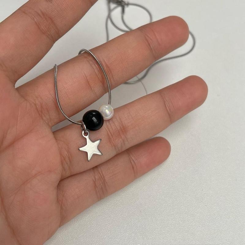 Star Beads Pendant Necklace Jewelry Sweet Cool Clavicle Chain Charm Chocker Necklace Simple Y2K Snake Chain Necklace