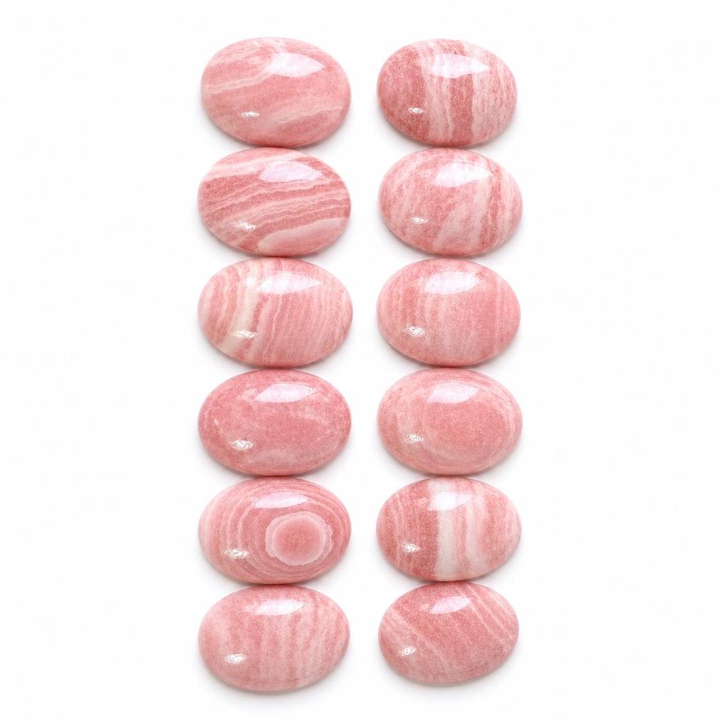 Natural Rhodochrosite Oval Cabochon Gemstone, Pink Rhodochrosite Stone for Jewelry Making, Polished Loose Rhodochrosite Cabochon