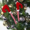 Christmas Feet Picks Small Legs Tree Topper 3X Striped Plush Stuffed Leg Picks For Christmas Tree Party Home Decorations