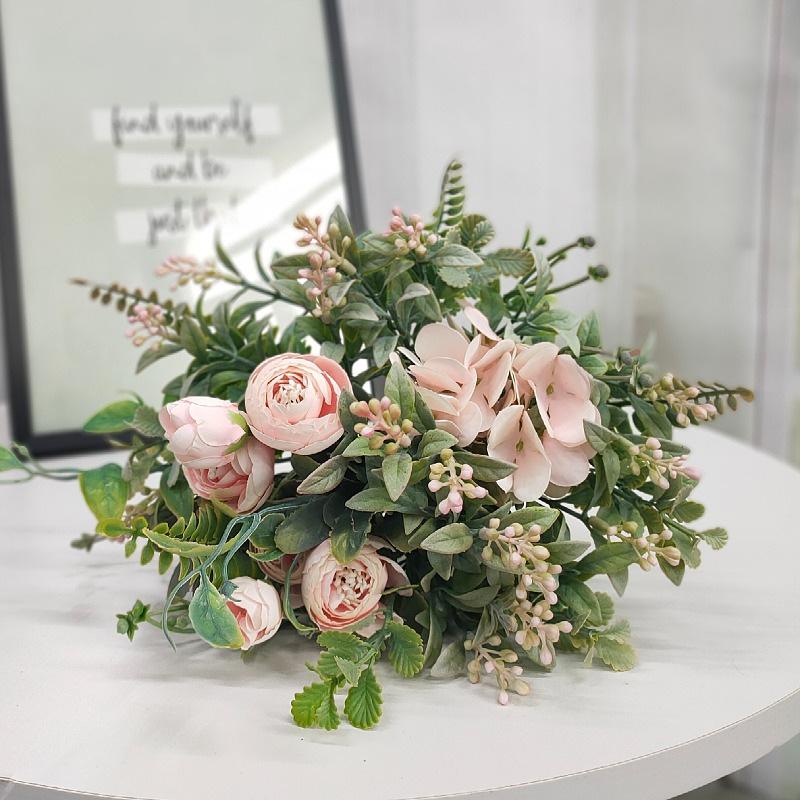 

Flower Bud Small Fruit Combination Flower Simulation Flower Green Leaf Plant Wedding Hand Home Decoration Artificial Flower розовый