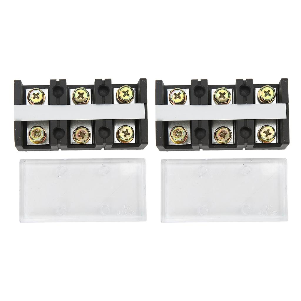 2 Pcs Terminal Block Dual Rows 60A 600V Compact Terminal Block Barrier Strip with PC Shell for Power Distribution