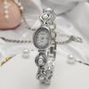 Ladies Bracelet Watch Faux Pearl Oval Dial Watch Women Vintage Quartz Wristwatch Elegant Dress Watch for Party Date