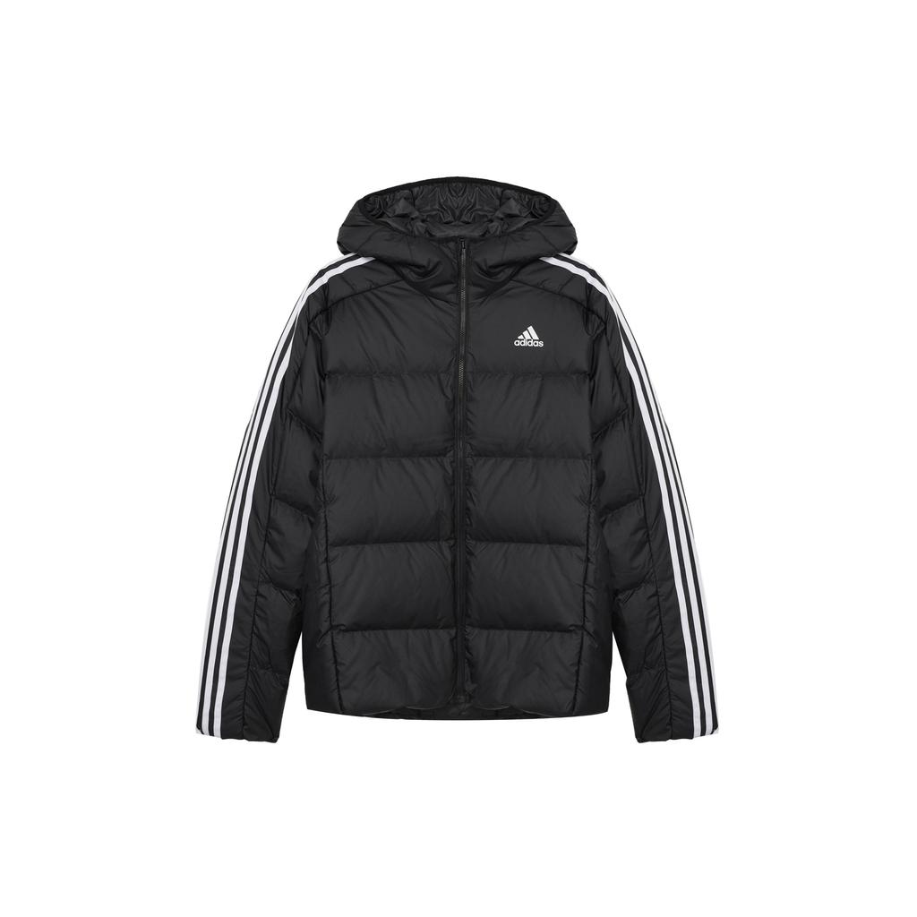 Adidas Fashionable Comfortable Soft Hooded Striped Down Jacket Men Outerwear Black JN7478