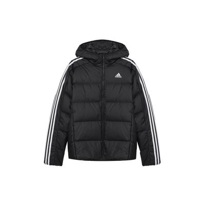 Chaqueta de Plumón a Rayas con Capucha Cómoda Suave de Moda para Hombre Ropa de Abrigo Negra JN7478