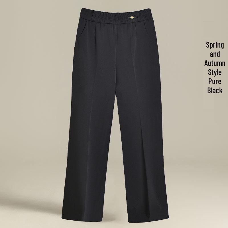 

Брюки с высокой посадкой, свободные, с широкими штанинами для женщин среднего и пожилого возраста - Весна и Осень L [45-50 kg]