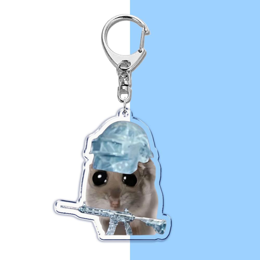 Fun Meme Im Just A Girl Sad Hamster Key Chain Keychains Ring for Accessories Bag Funny Pendant Keyring Jewelry Fans Gifts